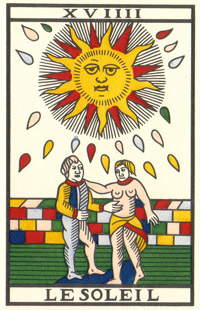 Tarot de Jean Noblet, XVIIII Le Soleil, JC Flornoy restauration