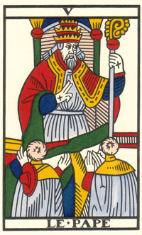 Tarot de Jean Noblet, V Le Pape, JC Flornoy restauration